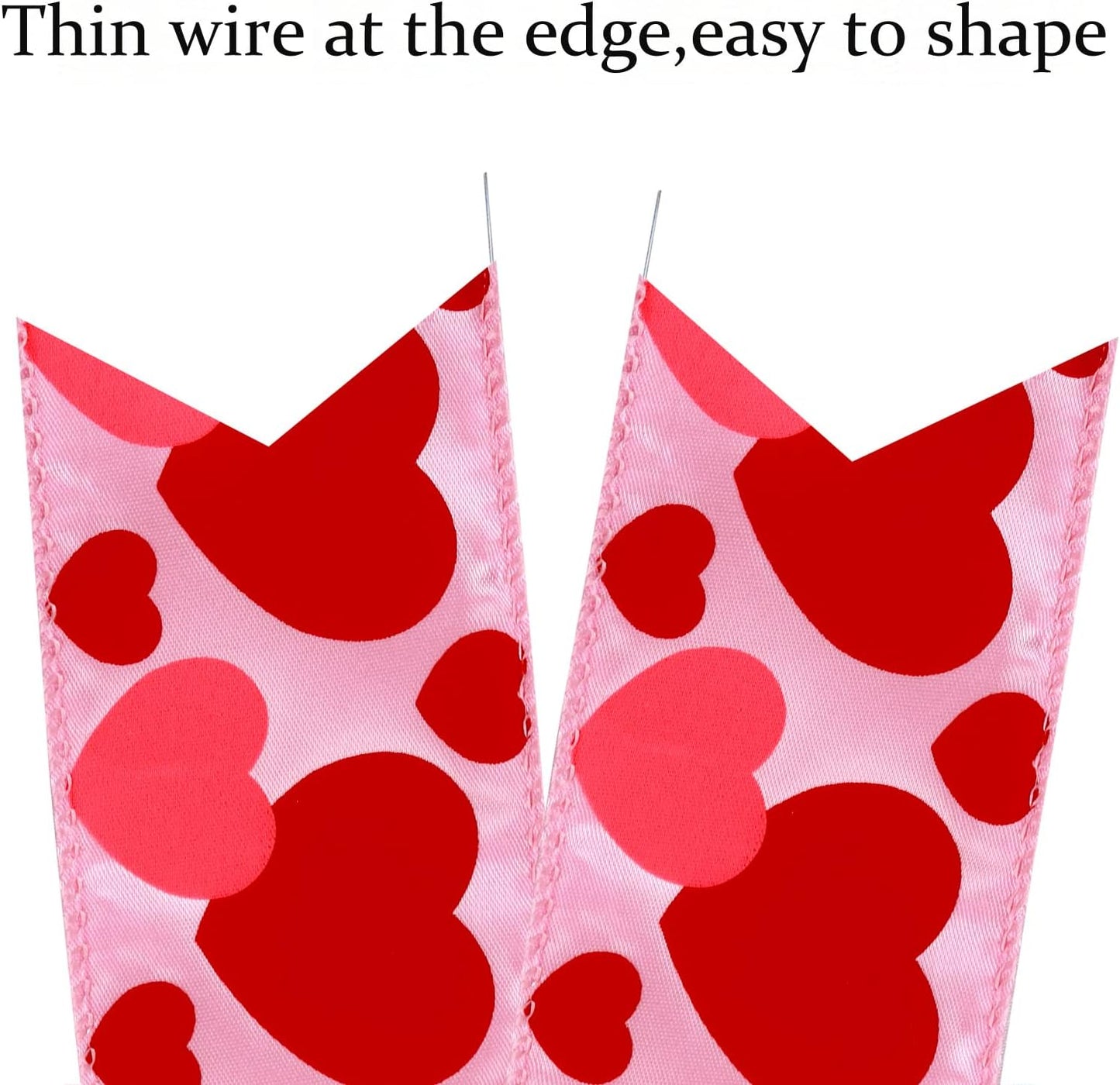 Valentine Tree Topper Bow - Large 11.4”x19.6” Red & Pink Heart Decorations for Home & Party Decor