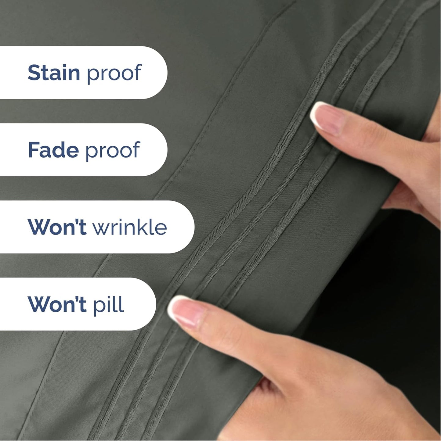 Regine Switzerland Queen Size 4-Piece Sheet Set - Ultra Soft Cooling Bed Sheets - Fits 8 to 16 Inch Mattresses - Wrinkle-Free Luxury Bedding in Dark Slate Grey