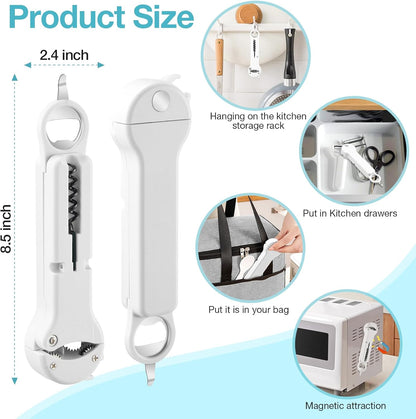 Skiennix 7-in-1 Jar Opener for Seniors - Magnetic Adjustable & Easy-Grip Kitchen Gadget (Off-White)