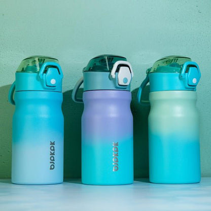 BJPKPK Insulated Water Bottle - 14oz Stainless Steel Flask with Straw & Leak-Proof Lid | Mint Color