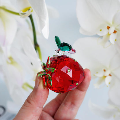 QFkris Crystal Strawberry Figurine - Mini Glass Art Collectible | Perfect Gift for Home Decor & Birthdays
