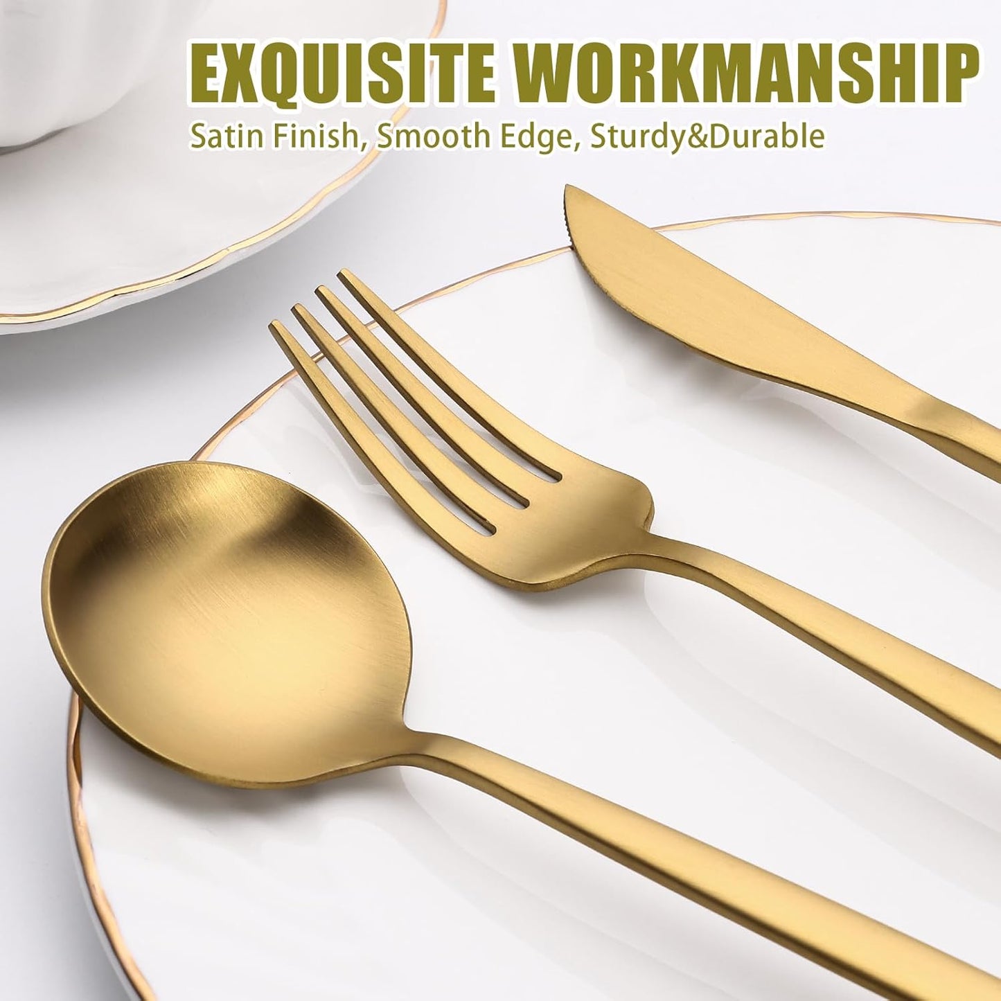 Terlulu 20-Piece Gold Silverware Set - Elegant Stainless Steel Flatware for 4 | Perfect for Home, Kitchen, and Weddings