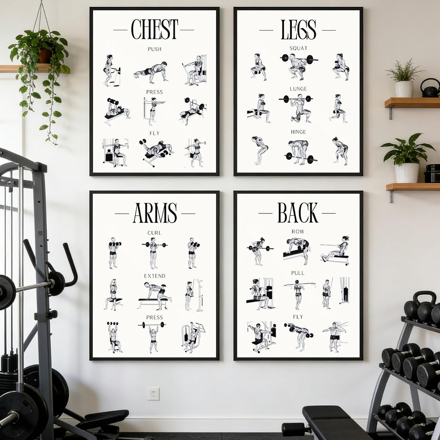 Skiennix Fitness Exercises Wall Art - Dumbbell Workout Poster for Gym & Home Decor | Strength Training Design
