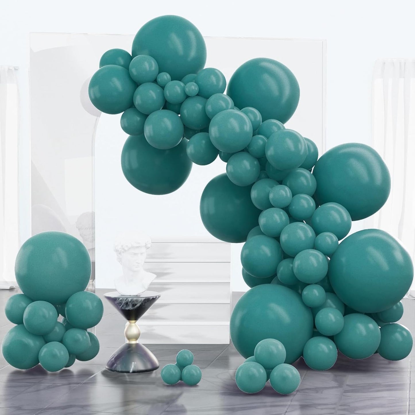 PartyWoo Slate Blue Balloons - 100 Pcs in Various Sizes for Graduation & Baby Shower Decor | Dusty Blue & Dark Teal