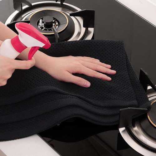 Homaxy 100% Cotton Kitchen Dish Towels - Ultra Soft, Absorbent & Quick Drying | 20 x 28 Inches, 8-Pack, Black