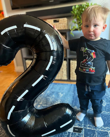 Race Car Number Balloon - 40 Inch Black 0 Balloon for Boys' Birthday Party Decorations
