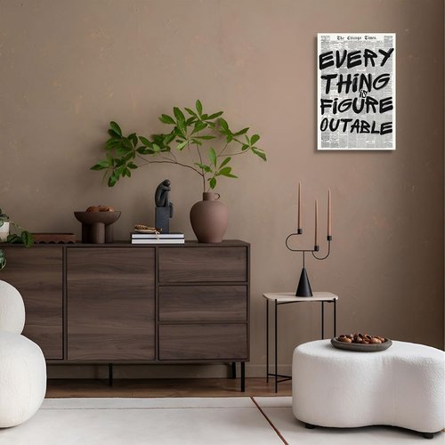 Everything Is Figureoutable Poster - Vintage Black & White Canvas Wall Art | Positive Affirmations 12x16in Unframed