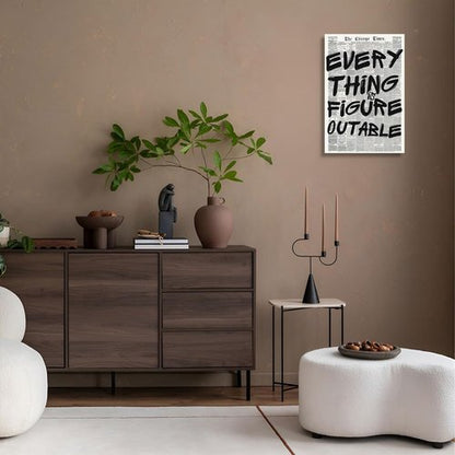 Everything Is Figureoutable Poster - Vintage Black & White Canvas Wall Art | Positive Affirmations 12x16in Unframed