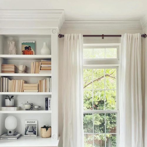 GXOACKJ 2 Pack Brown Curtain Rods for windows 28 to 78 inch, 5/8 inch Splicing Heavy Duty Metal Curtain Rod Set with Brackets