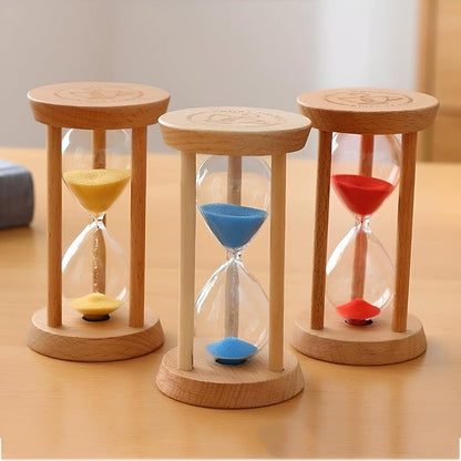 3/3/5 Minutes Hourglass - Red 1 Minute Desktop Sand Timer for Gift, Mini Sandglass