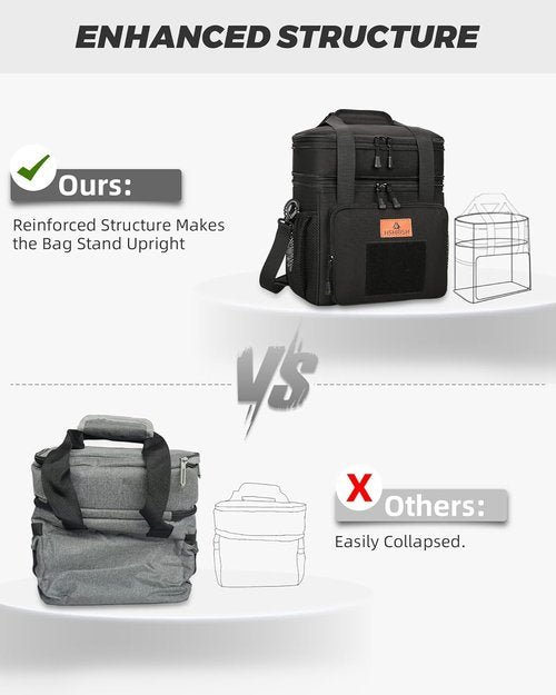 HSHRISH Tactical Lunch Box - Durable Insulated Cooler Bag with Shoulder Strap | 20 Can Capacity, Black