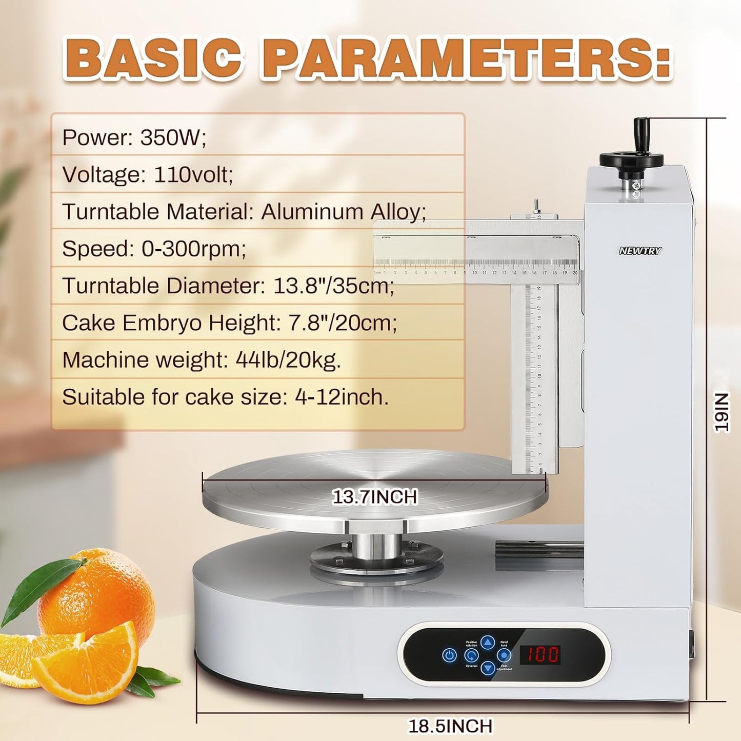 NEWTRY Electric Cake Decorating Machine - Semi-Automatic Icing & Butter Coating Tool for 4-12 Inch Cakes | 110V US