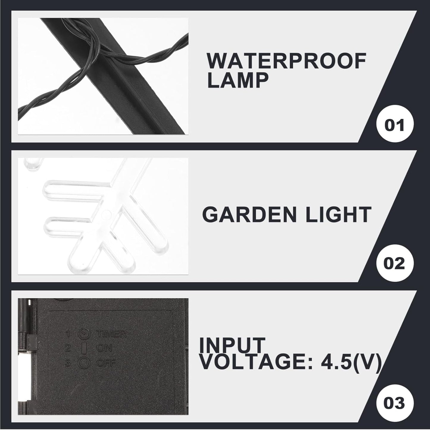 Uonlytech Christmas Snowflake Garden Lights - 5 Pack Battery Operated Waterproof Decor for Patio & Yard