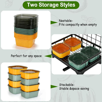 Skiennix 16 Pcs Square Food Storage Containers - BPA-Free Meal Prep Containers for School & Travel | Yellow & Avocado Green