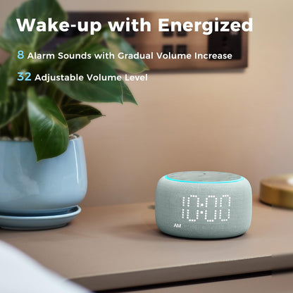 White Noise Machine Alarm Clock for Bedrooms - 5W Stereo Bluetooth Speaker - 24 Soothing Sounds - 9 Night Lights - Auto-Dimmable Digital Alarm Clock Sound Machine for Sleeping