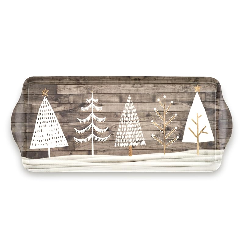 Pimpernel 15.1 x 6.5 x 1 in Wooden White Christmas Tray