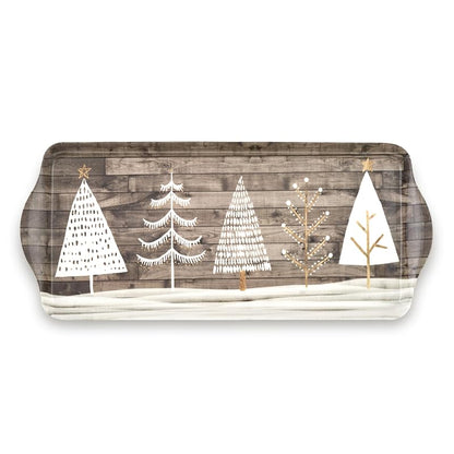 Pimpernel 15.1 x 6.5 x 1 in Wooden White Christmas Tray