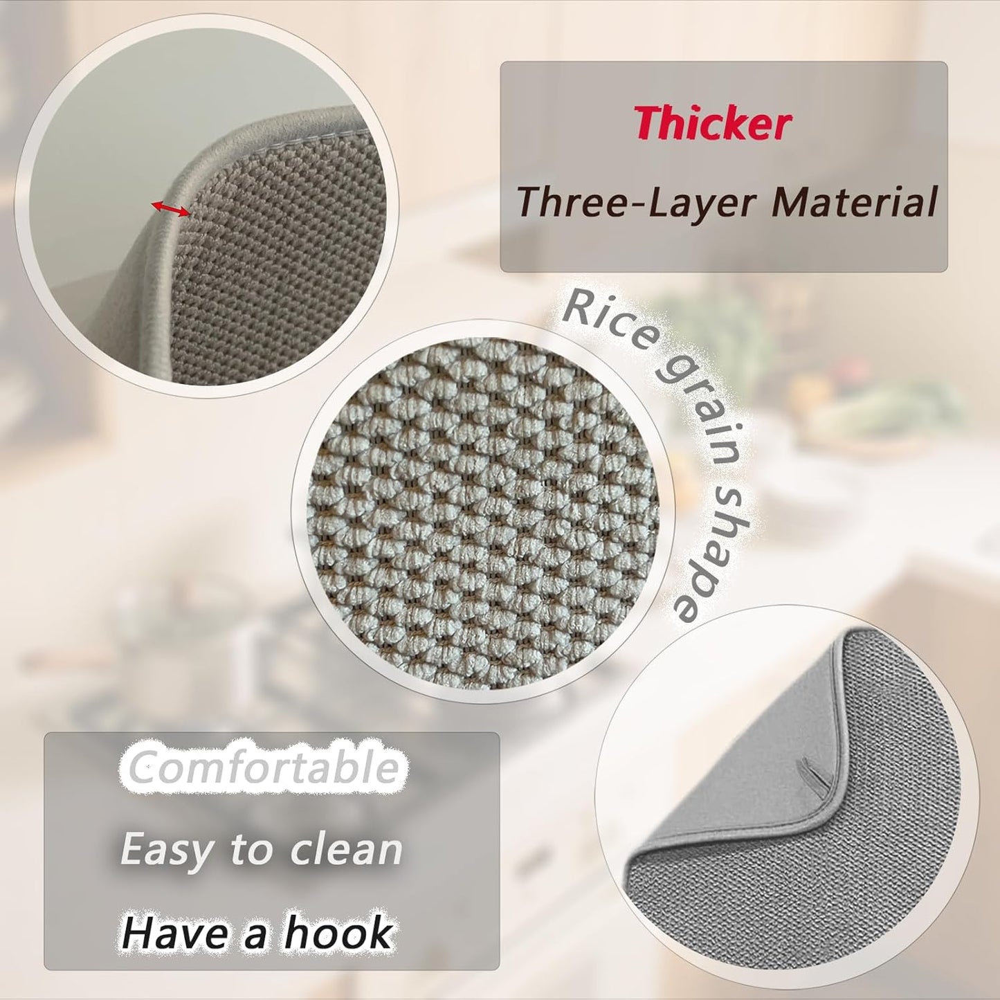 Skiennix XXL Microfiber Dish Drying Mat - 23" x 17" Ultra Absorbent Kitchen Counter Mat | Grey