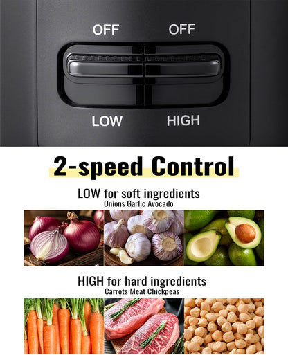 Skiennix Food Chopper - 4 Cup Electric Mini Processor with 2 Speed & 4 Stainless Steel Blades | BPA-Free