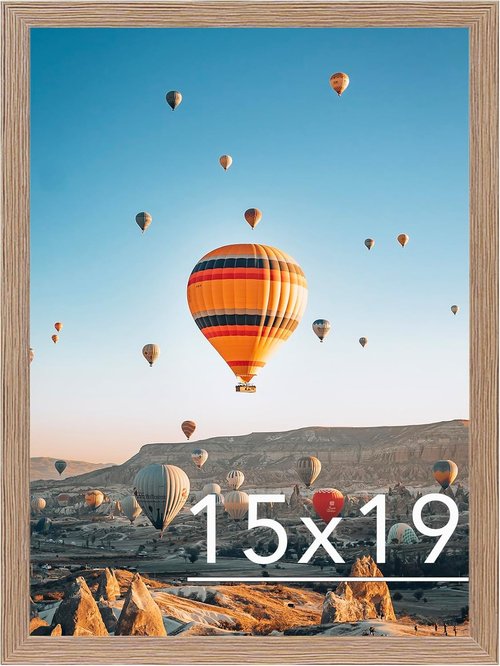 JCJMY 15x19 Picture Frame - Rustic Brown Photo Display for Horizontal & Vertical Wall Art