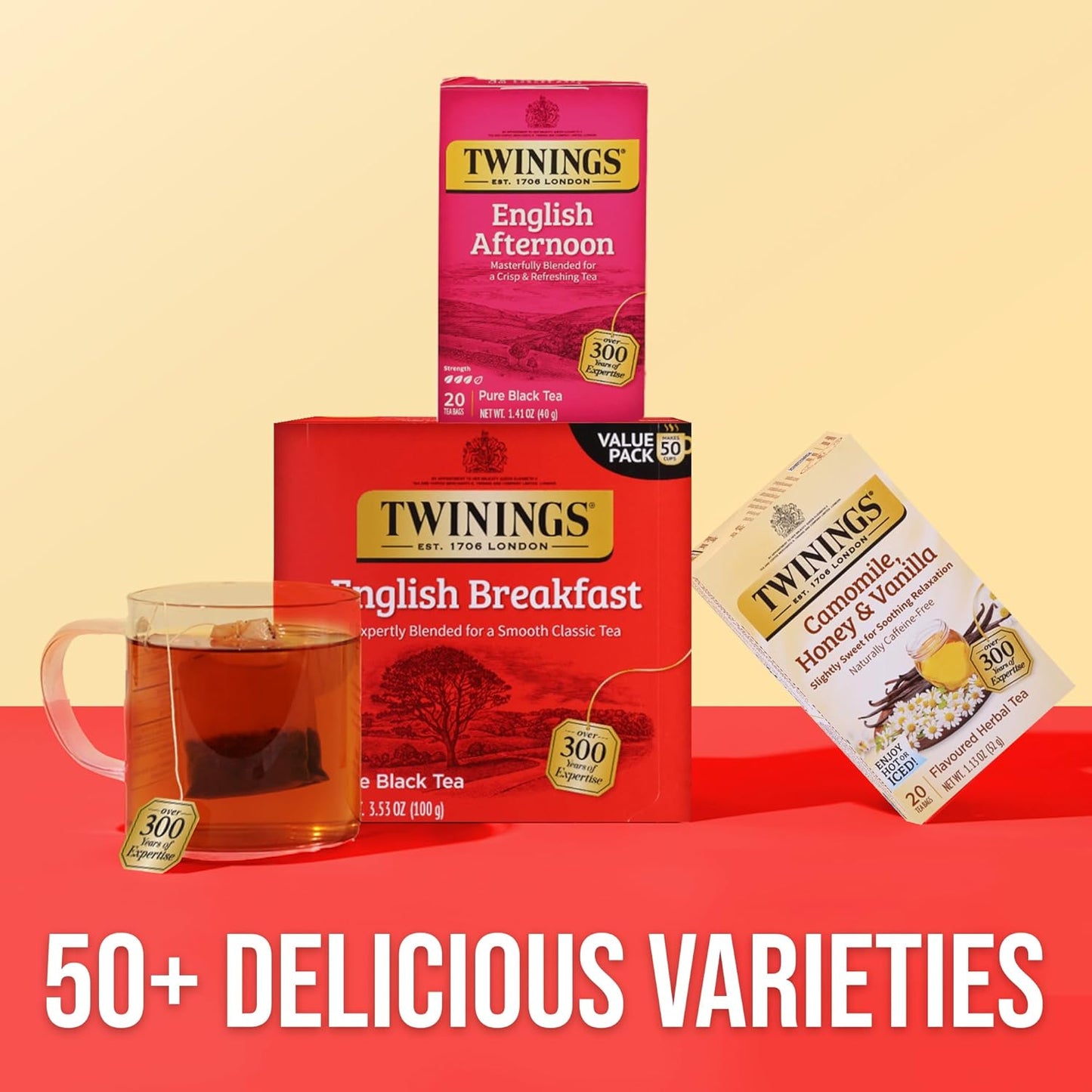 Twinings English Afternoon Black Tea - Smooth & Slightly Sweet - 20 Individually Wrapped Teabags