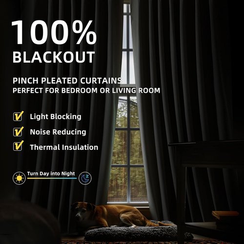 ChrisDowa Ivory Blackout Linen Curtains - 84-Inch Thermal Insulated Drapes for Living Room & Bedroom | 2 Panels