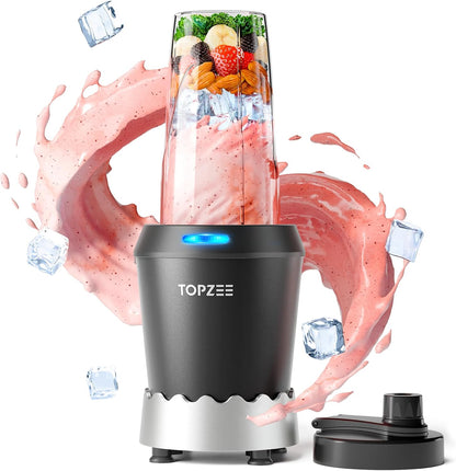 TOPZEE Personal Smoothie Blender - 1000W Compact Single-Serve Blender with 24oz To-Go Cup | Ideal for Protein Shakes & Smoothies