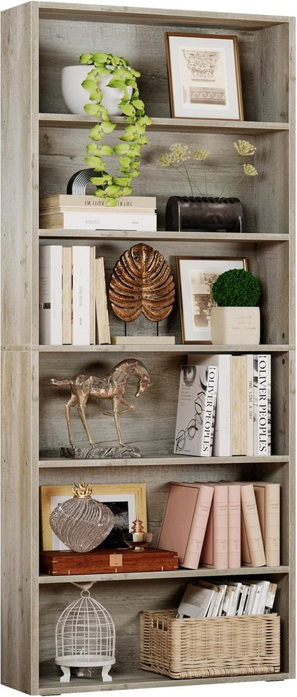 IRONCK 6-Tier Floor Standing Bookshelf - Stylish Storage Solution for Home Office & Living Room - 70" Tall