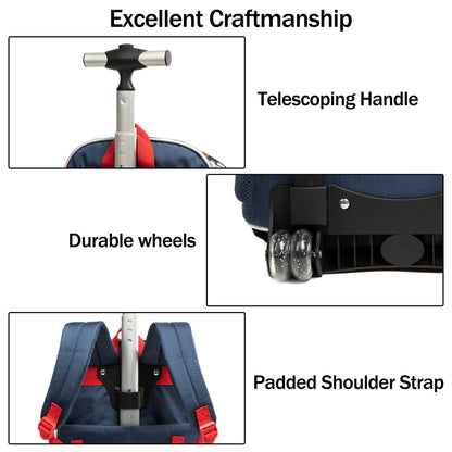 MOHCO Clear Rolling Backpack Kids Wheeled School Bookbag for Boys and Girls (Astronaut)