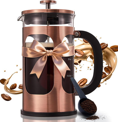 Veken 34oz French Press - Dark Pewter & Copper Design for Rich, Flavorful Coffee