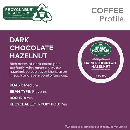 Green Mountain Coffee Roasters Dark Chocolate Hazelnut Coffee - 96 Keurig K-Cup Pods for Rich Flavor