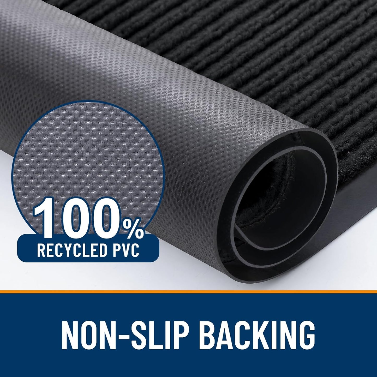OLANLY Heavy Duty Waterproof Front Door Mats - 2-Pack 29.5 x 17 Inch | Fade Resistant & Easy Clean Black Doormats