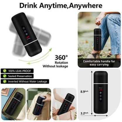 Car Kettle,Portable Electric Travel Kettle,12V/24V Car Coffee Warmer,420ML Hot Water Boiler,Small Hot Water Heater, Mini Hot Water Boiler with Built-in Magnetic Induction Stirring for Tea Coffee Milk