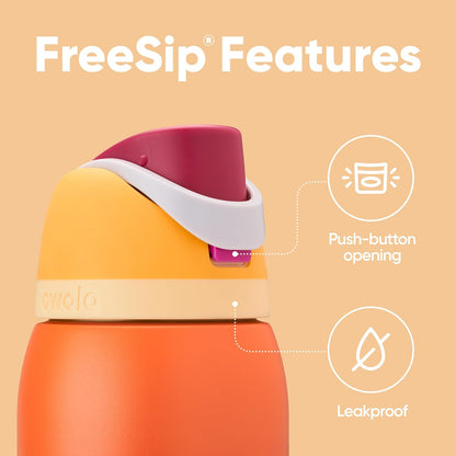 Owala FreeSip Insulated Stainless Steel Water Bottle - 24 oz BPA-Free | Citrus Crush for Sports & Travel