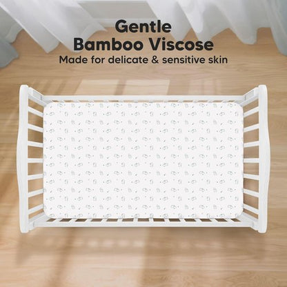 KeaBabies Baby Crib Sheets - Soft & Cozy 2-Pack Viscose Bamboo Fitted Toddler Bed Sheets | 52x28 (Bunnies)
