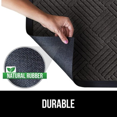 Gorilla Grip All-Season Doormat & Magnetic Screen Door Bundle - Heavy Duty Mesh, Gray Diamond, 17x29 in & 38x82 in