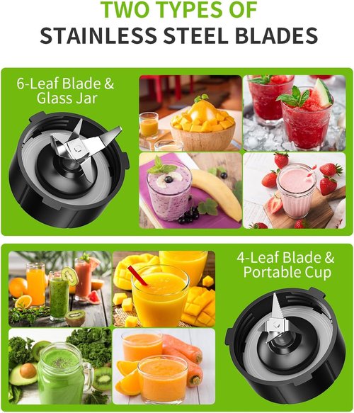 GDOR 1200W Blender - Smoothies & Shakes with 52 Oz Glass Jar & 22 Oz To-Go Cup | 6-Leaf Blade & Self-Cleaning