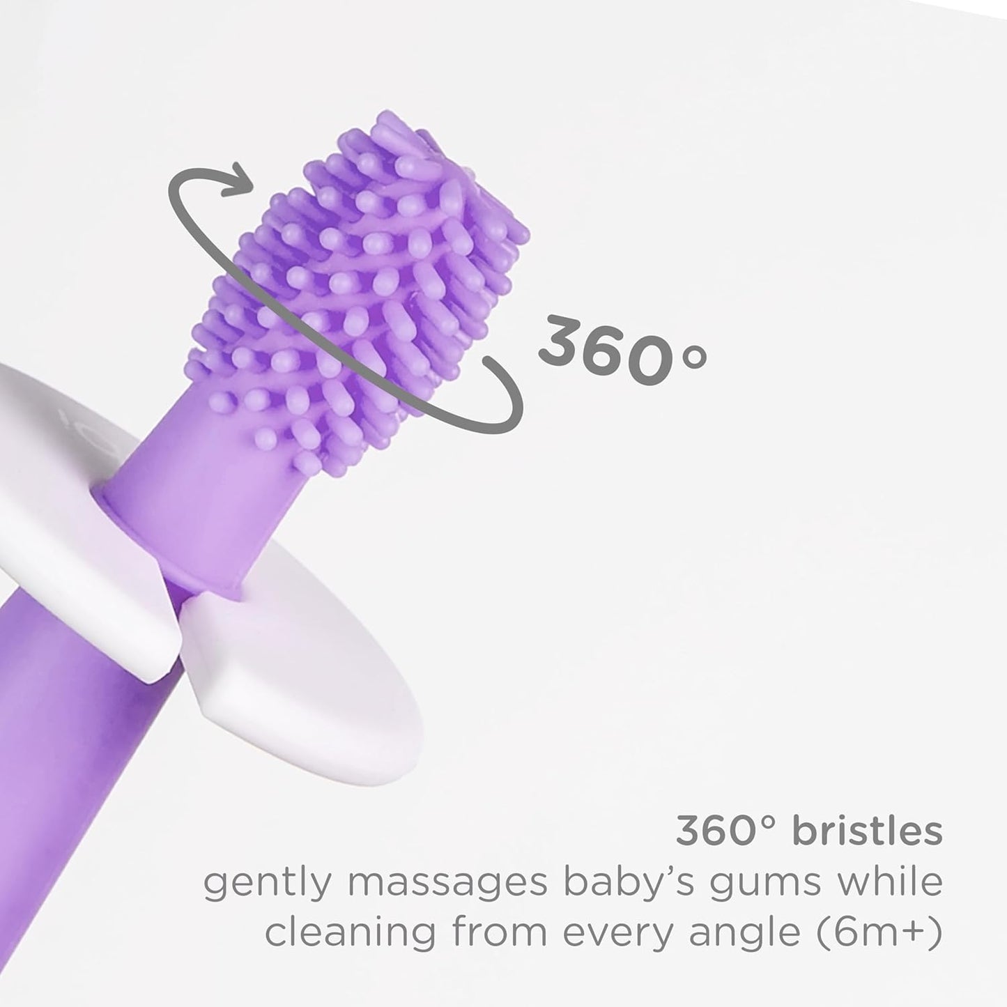 Ubbi 360° Baby Training Toothbrush - Safety Shield & Cover, Gentle Cleaning, Smoothie Purple