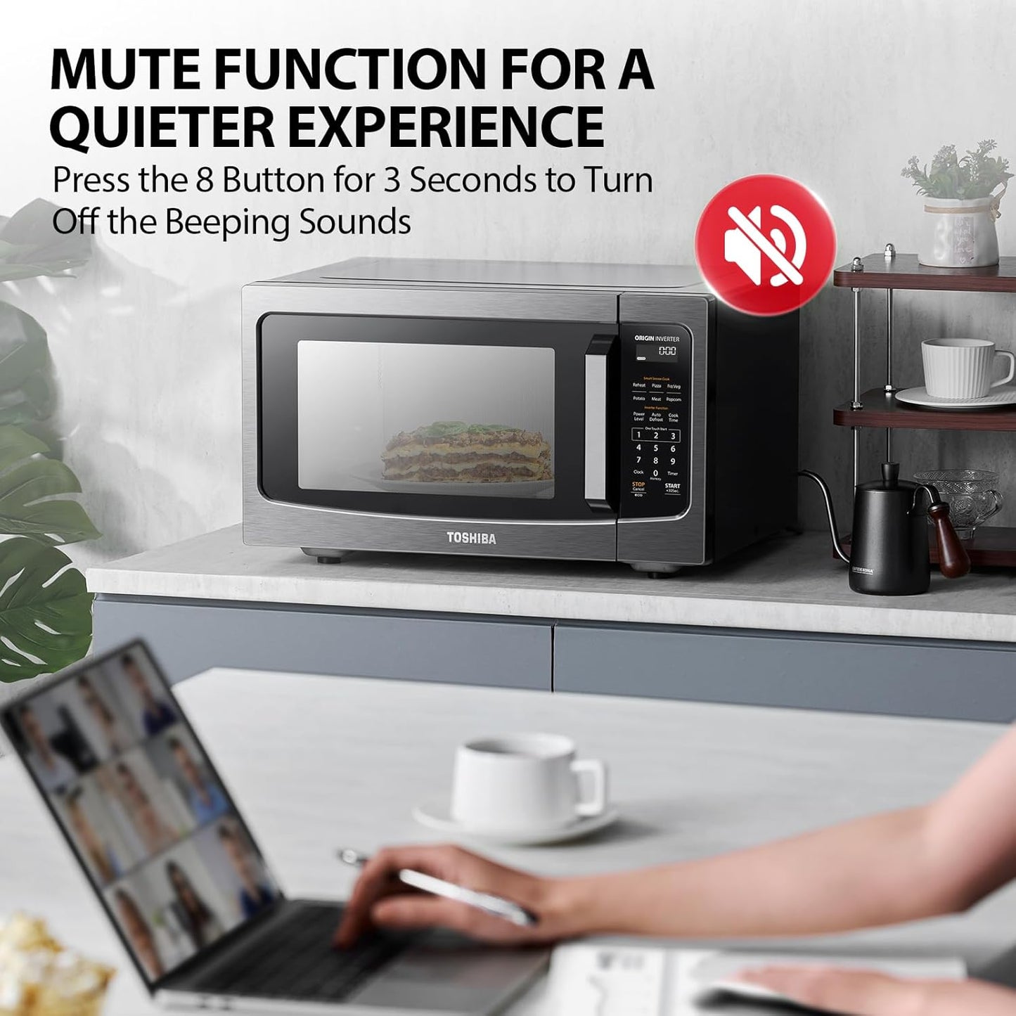 TOSHIBA Countertop Microwave Oven - Inverter Technology & Smart Sensor | 1.6 Cu.ft, Black Stainless Steel