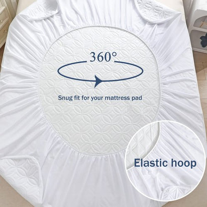 FELTYBED King Size Mattress Protector Waterproof, Soft Breathable Bed Mattress Cover with Deep Pocket 6"- 18", Noiseless & Washable Mattress Pad Cover for Home, Bedroom (White, King)