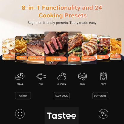 Tastee Ceramic Air Fryer - 8-in-1 Compact 5.5QT Digital Airfryer with Smart Probe & 24 Cooking Presets