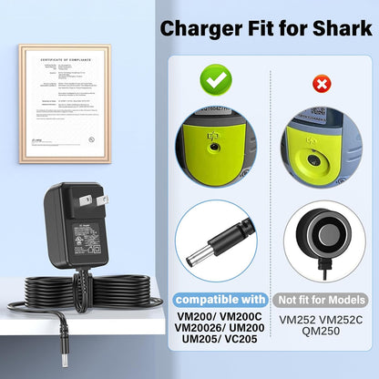 Shark Vacuum Mop Charger - AC Power Adapter for VM200, VM200C, VC200 | 10.8V Li-ion Battery Compatibility