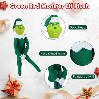 Skiennix Christmas Monster Plush Toy - Adorable Stuffed Doll for Kids & Holiday Decor | 12.6" Green