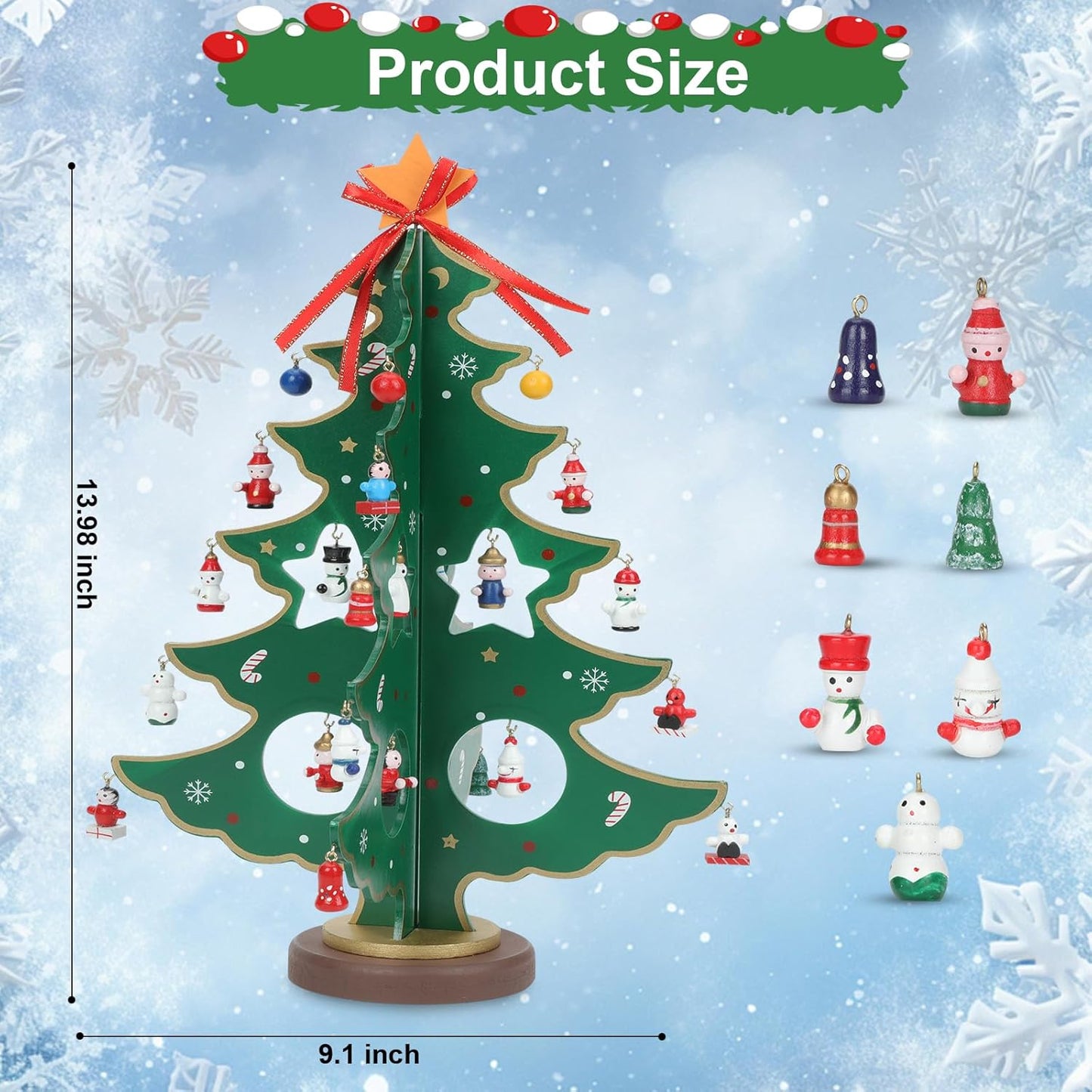 ZEEYUAN Christmas Advent Calendar - 24-Day Countdown Decor for Kids | 2025 Holiday Tabletop Decoration