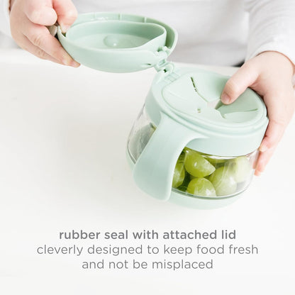 Ubbi No Spill Snack Container - BPA-Free Tritan for Kids | Toddler Snack Holder in Sage & Pink