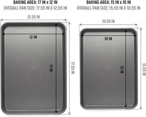 Goodful Nonstick Cookie Baking Sheet Set - Heavy Duty Carbon Steel | Quick Release Coating, 2-Pack (17"x12" & 15"x10")