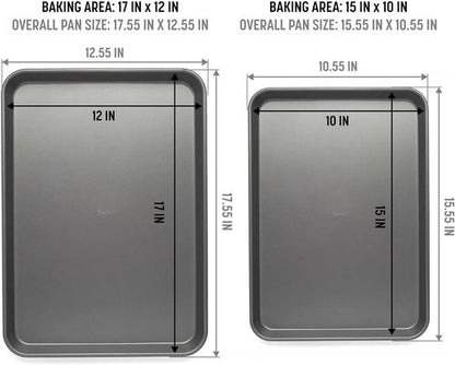 Goodful Nonstick Cookie Baking Sheet Set - Heavy Duty Carbon Steel | Quick Release Coating, 2-Pack (17"x12" & 15"x10")