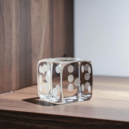 QFkris Glass Polyhedral Dice Block - Decorative 3D Laser Etched Clear Crystal Art Cube Figurine