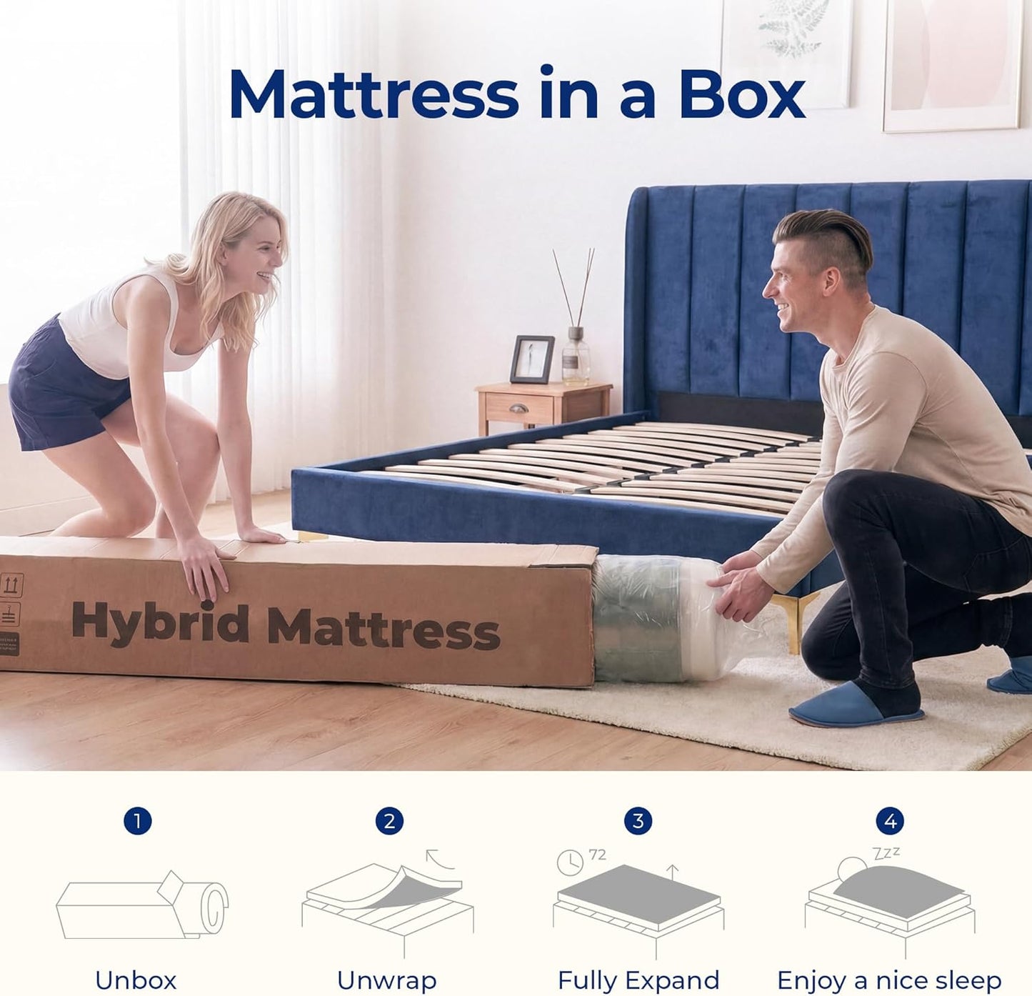 Neo Sleep Full Size Mattress - 8 Inch Hybrid Comfort with Cooling Gel Memory Foam & Spring Support