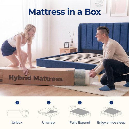 Neo Sleep Full Size Mattress, 8 Inch Hybrid Comfort & Supportive Mattress in a Box, Cooling Gel Memory Foam and Spring with Pressure Relief, CertiPUR-US Certified